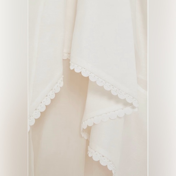 NWOT Zimmermann Tama Asymmetric Cut Out Silk And Linen Max Dress White Sz 2/ Med - Picture 5 of 16